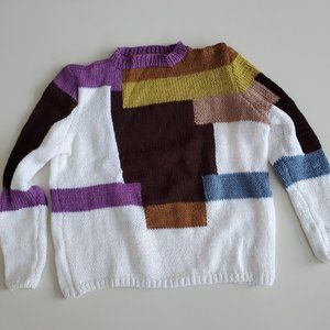 NEW color block handmade knit sweater